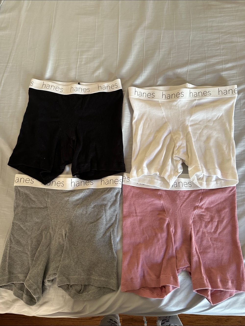 Hanes womens 4-Pack Boxer Briefs - Black, White, Gray, Pink